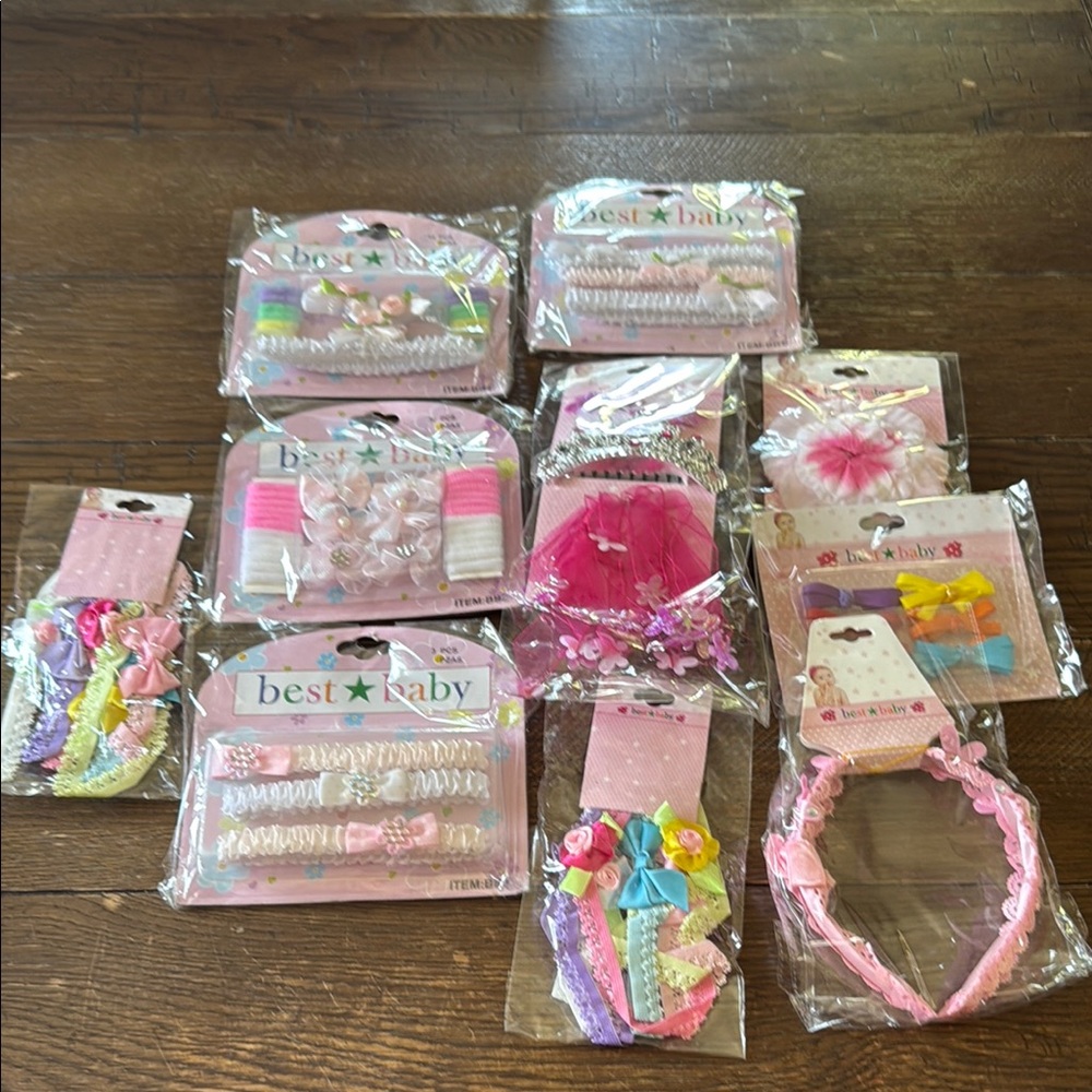 2/$10 Pink Plush Hair Accessories Collection 10 sets